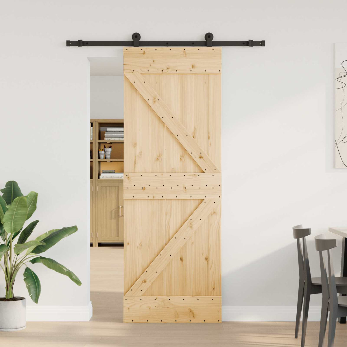 Schuifdeur NARVIK 70 x 210 cm (152,5 cm) Naturel en Zwart is nu te koop bij PeponiXL, paradijselijk wonen!