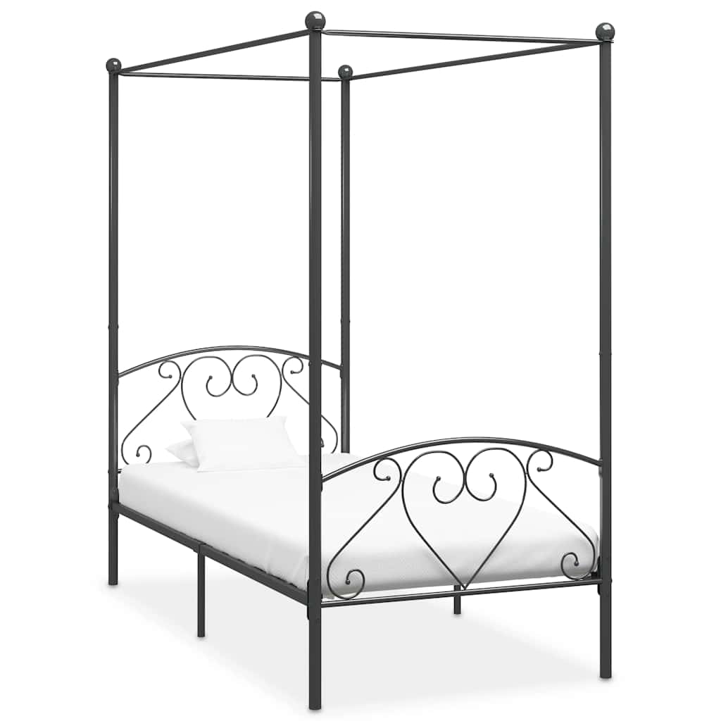 Hemelbedframe metaal grijs 100x200 cm is nu te koop bij PeponiXL, paradijselijk wonen!
