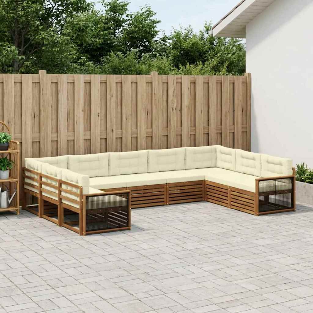 Buiten bankenset 9 pcs Natuurlijk en Crème Massief Acaciahout is nu te koop bij PeponiXL, paradijselijk wonen!