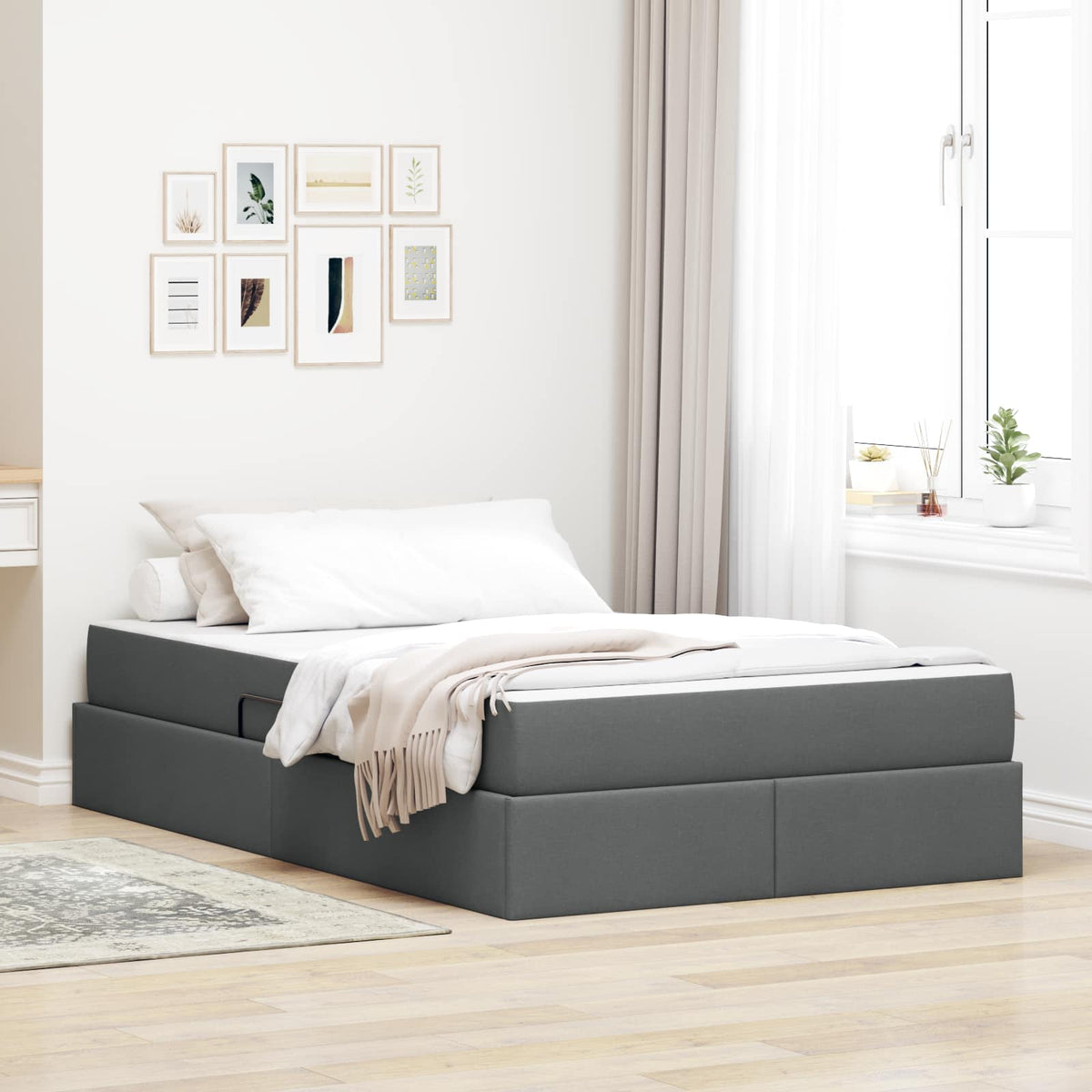 Opbergbed met matras Donkergrijs 120 x 190 cm Polyester is nu te koop bij PeponiXL, paradijselijk wonen!