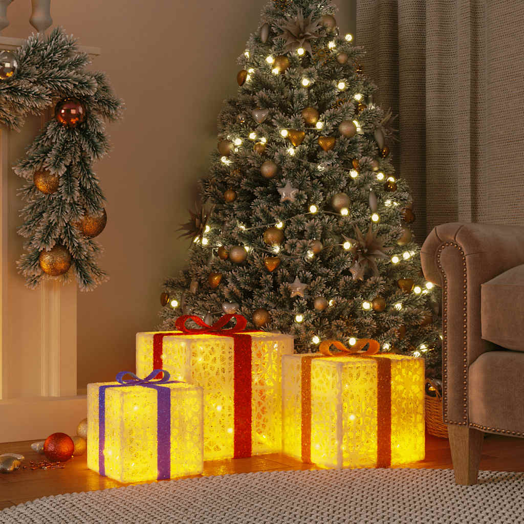 Kerstfiguur cadeaudoos 3 st verlicht 64 warmwitte LED's is nu te koop bij PeponiXL, paradijselijk wonen!