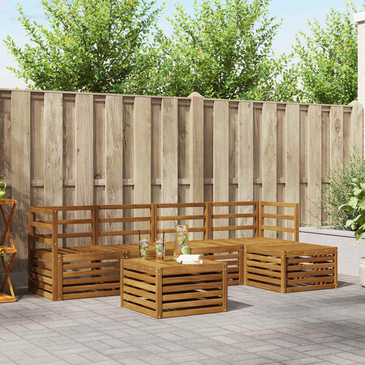 Buiten bankenset 6 pcs Naturel is nu te koop bij PeponiXL, paradijselijk wonen!