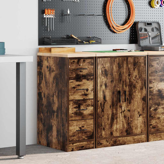 Garagekast 30x51x85 cm massief grenenhout gerookt eiken is nu te koop bij PeponiXL, paradijselijk wonen!