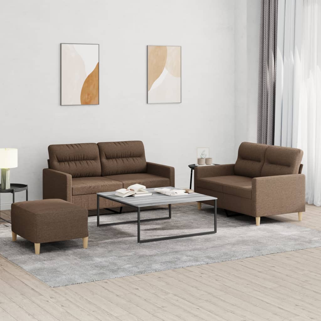 4-delige Loungeset met kussens stof bruin is nu te koop bij PeponiXL, paradijselijk wonen!