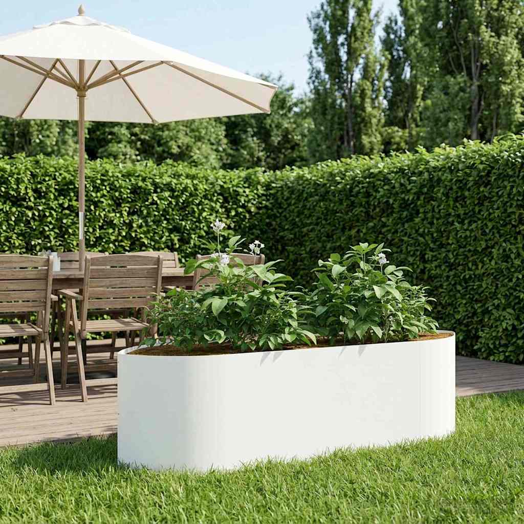 Verhoogd Tuinbed Wit 140 x 40 x 40 cm Staal is nu te koop bij PeponiXL, paradijselijk wonen!