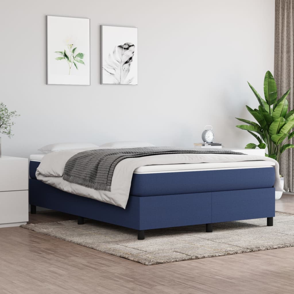Boxspring met matras stof blauw 140x190 cm is nu te koop bij PeponiXL, paradijselijk wonen!