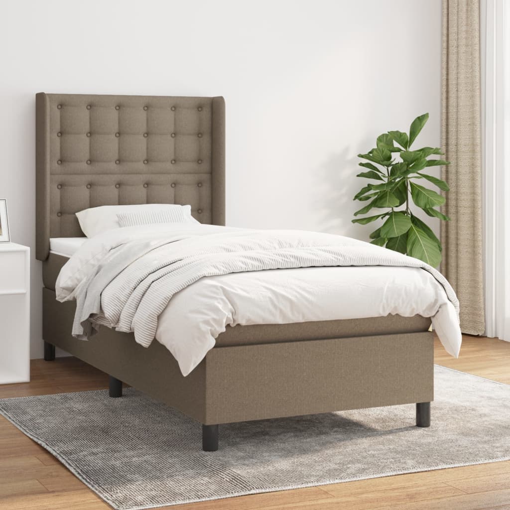 Boxspring met matras stof taupe 100x200 cm is nu te koop bij PeponiXL, paradijselijk wonen!