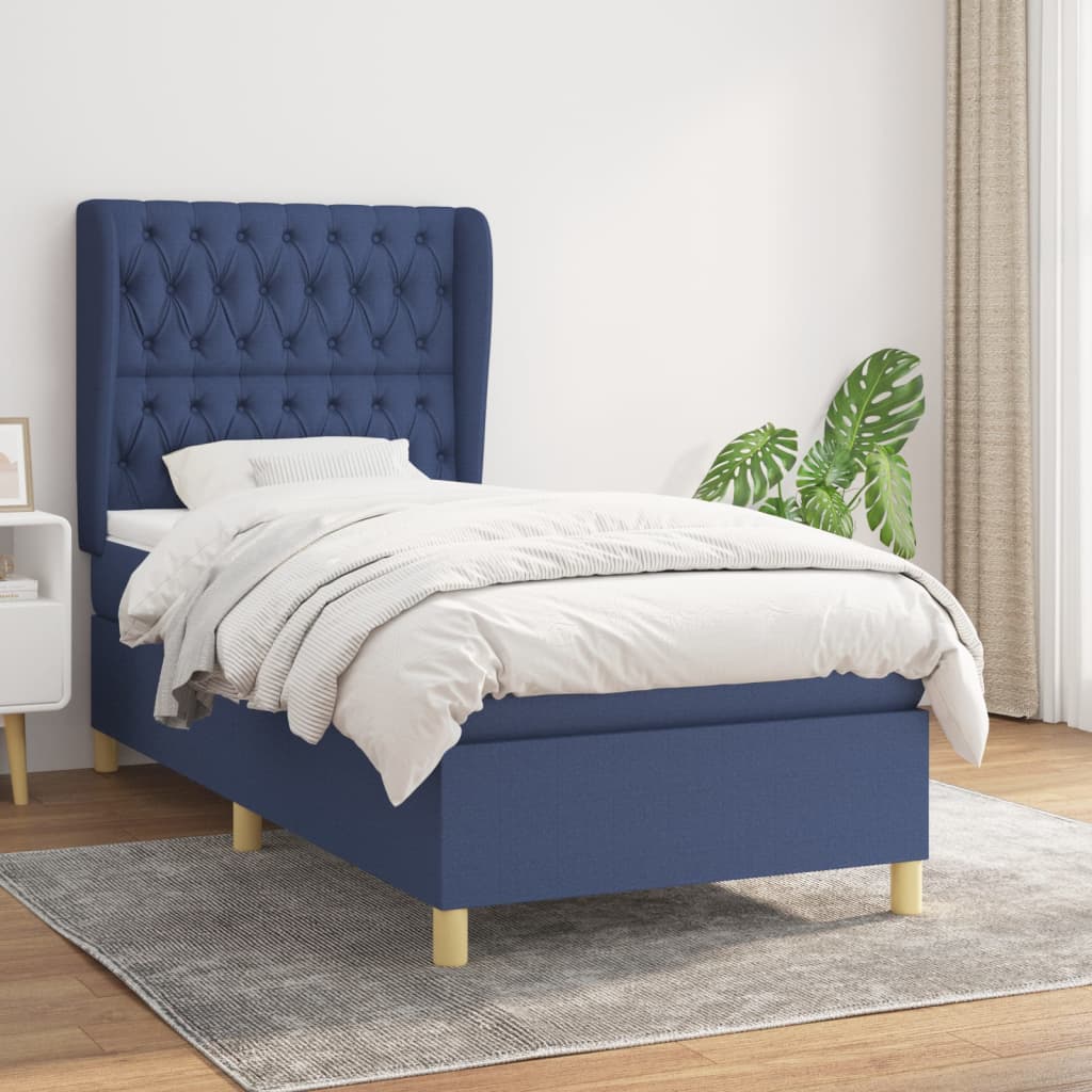 Boxspring met matras stof blauw 100x200 cm is nu te koop bij PeponiXL, paradijselijk wonen!