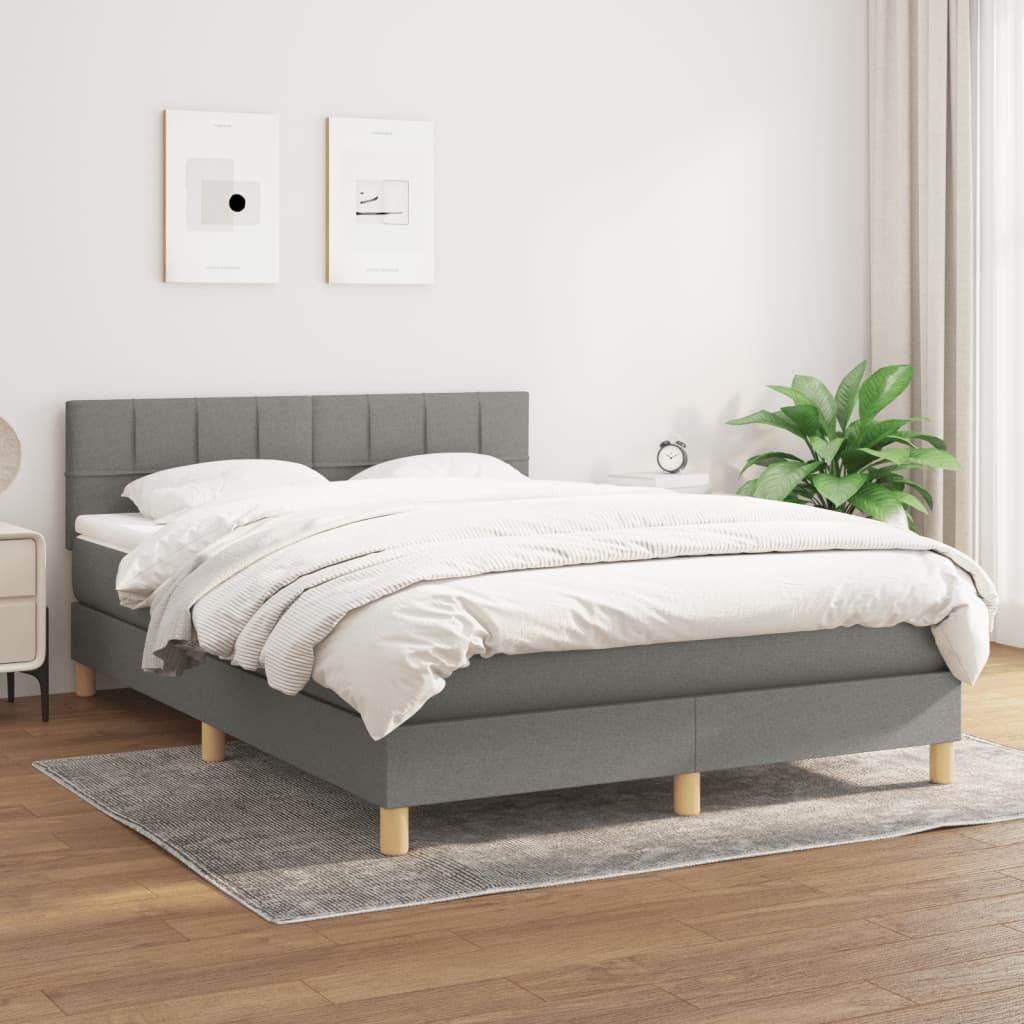 Boxspring met matras stof donkergrijs 140x190 cm is nu te koop bij PeponiXL, paradijselijk wonen!