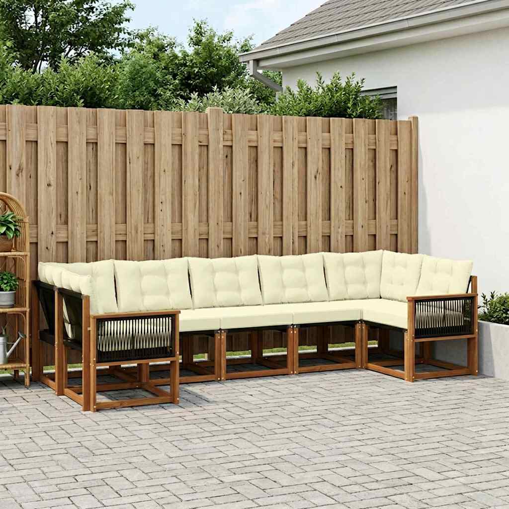 Buiten bankenset met kussen 7 pcs Natuurlijk en Crème is nu te koop bij PeponiXL, paradijselijk wonen!