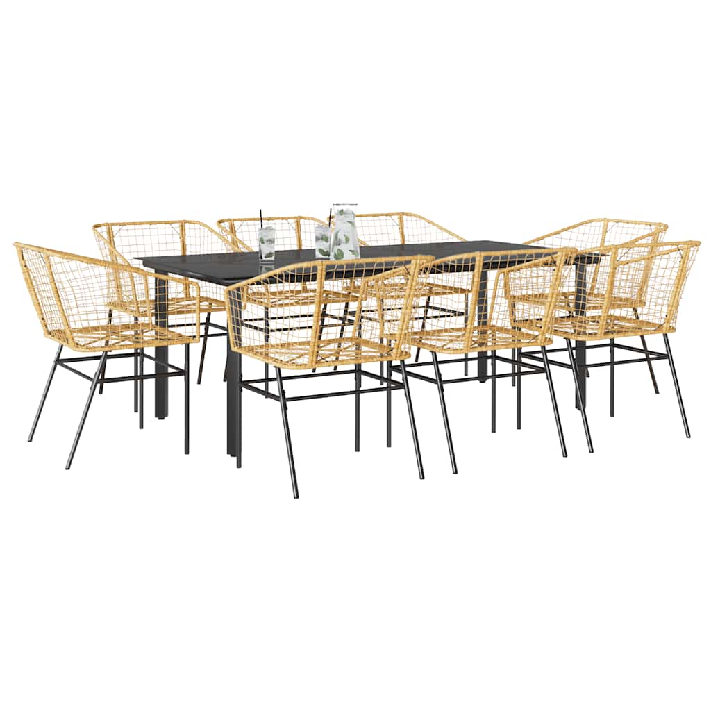 9-delige Tuinset poly rattan glas bruin is nu te koop bij PeponiXL, paradijselijk wonen!