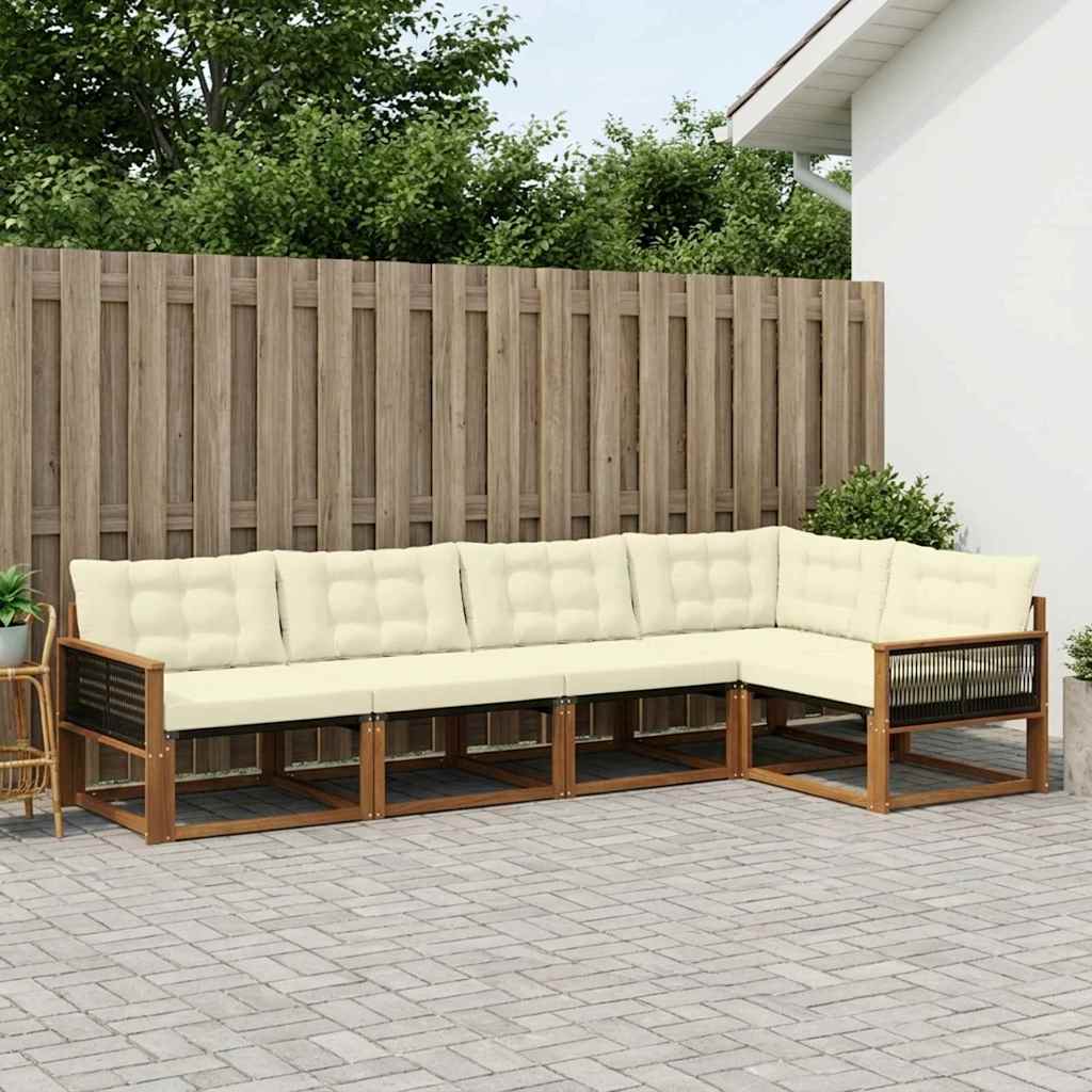Buiten bankenset met kussen 5 pcs Natuurlijk en Crème is nu te koop bij PeponiXL, paradijselijk wonen!