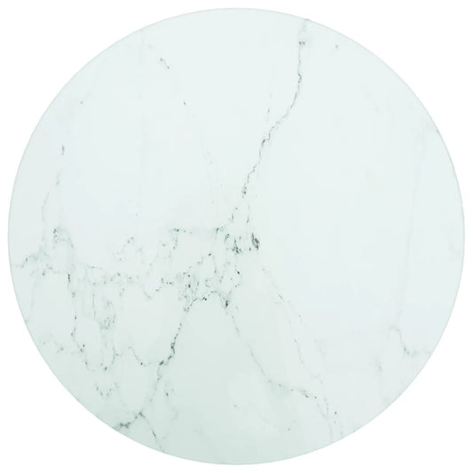 Tafelblad Ø30x0,8 cm gehard glas met marmerontwerp wit is nu te koop bij PeponiXL, paradijselijk wonen!