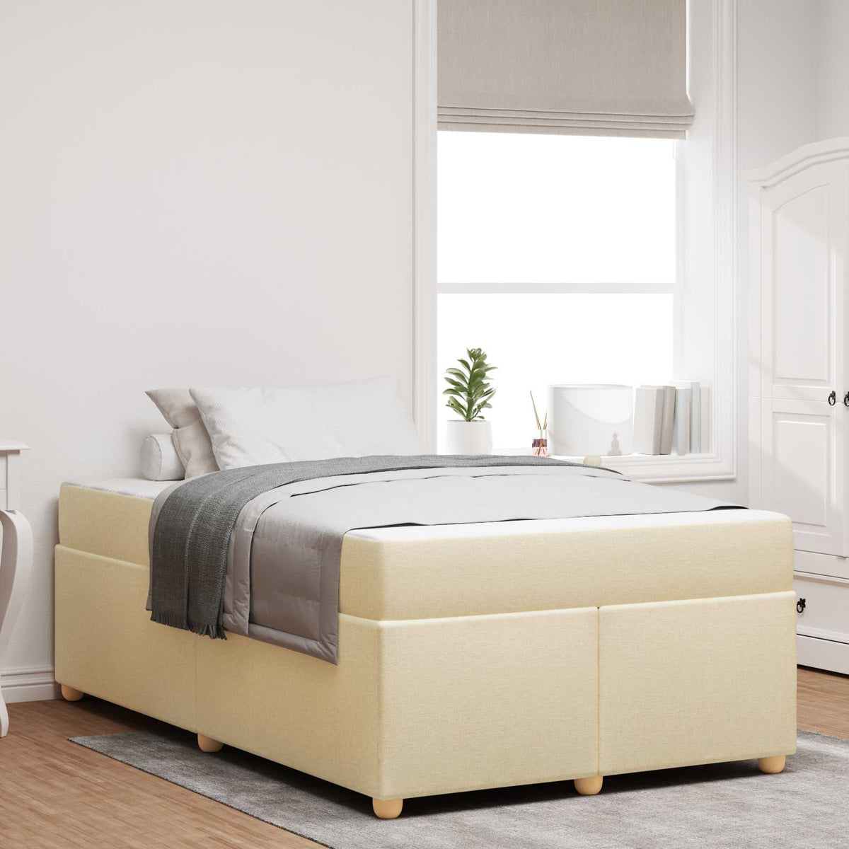 Bedframe met matras Crème 120 x 190 cm Stof is nu te koop bij PeponiXL, paradijselijk wonen!
