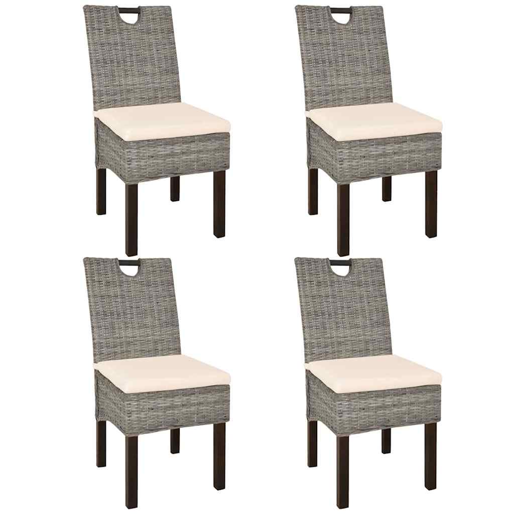 Eetkamerstoel 4 st kubu rattan mangohout is nu te koop bij PeponiXL, paradijselijk wonen!