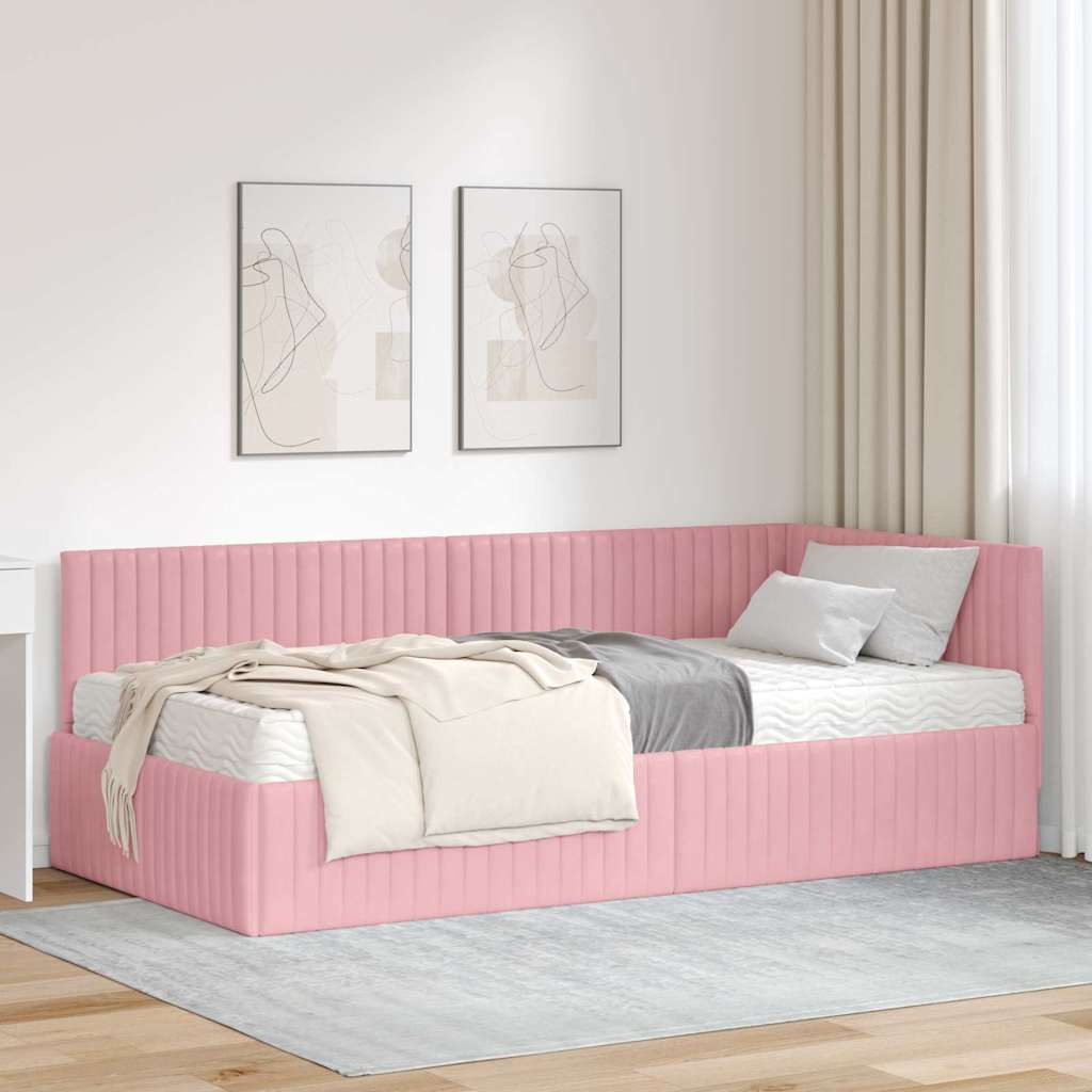 Hoekbedframe met Matras met hoofdeinde 2 pcs Grijs Fluweel is nu te koop bij PeponiXL, paradijselijk wonen!