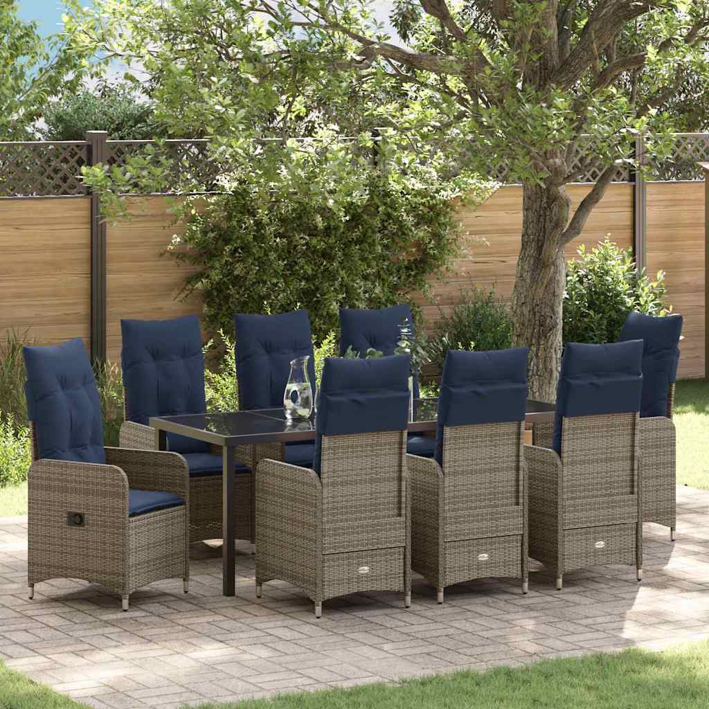 Tuin eettafelset 9 pcs Zwart poly rattan is nu te koop bij PeponiXL, paradijselijk wonen!