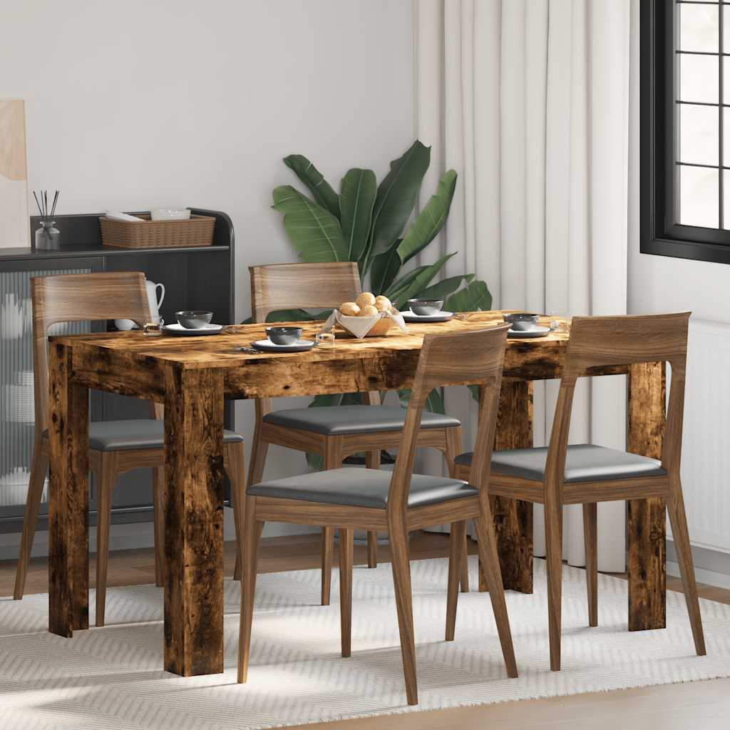 Eettafel 140x74,5x76 cm bewerkt hout gerookt eikenkleurig is nu te koop bij PeponiXL, paradijselijk wonen!