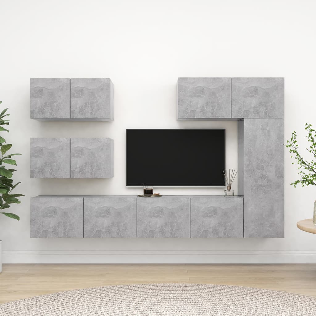 6-delige Tv-meubelset bewerkt hout betongrijs is nu te koop bij PeponiXL, paradijselijk wonen!