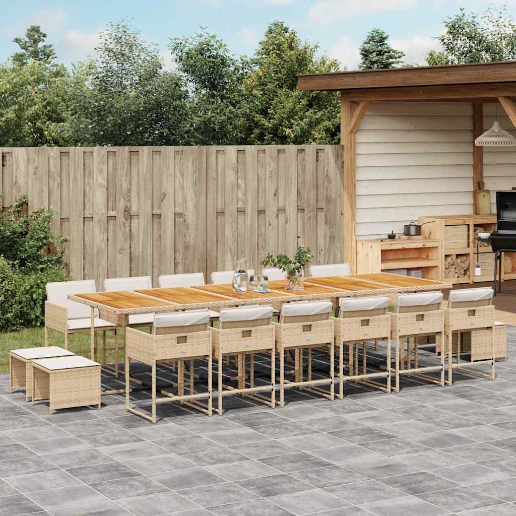 17-delige Tuinset met kussens poly rattan beige is nu te koop bij PeponiXL, paradijselijk wonen!