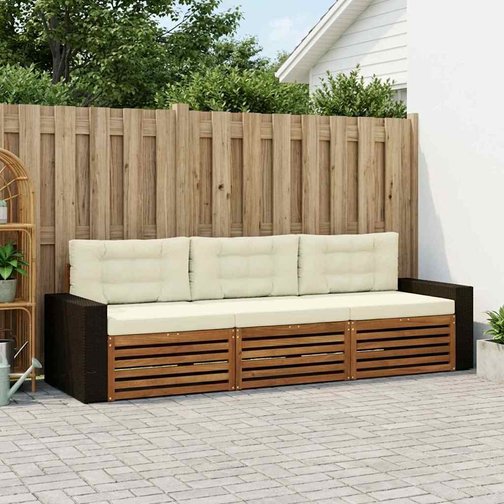 Buiten bankenset met kussen 3 pcs Natuurlijk en Crème Polyester is nu te koop bij PeponiXL, paradijselijk wonen!