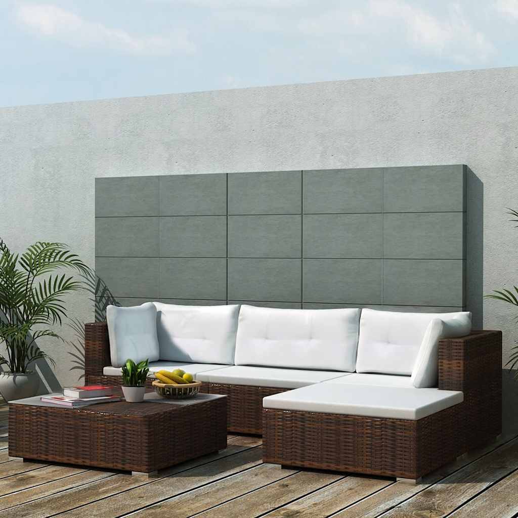 5-delige Loungeset met kussens poly rattan bruin is nu te koop bij PeponiXL, paradijselijk wonen!