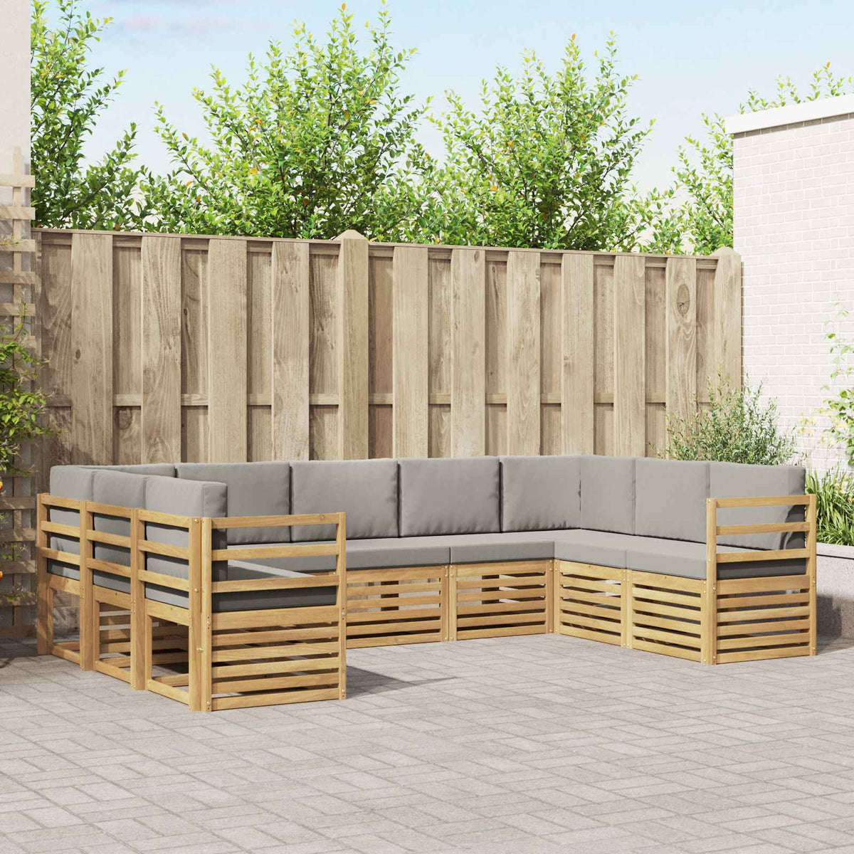 Hoekbank Set 9 pcs Wit en Lichtgrijs 304 x 185,5 x 73 cm is nu te koop bij PeponiXL, paradijselijk wonen!