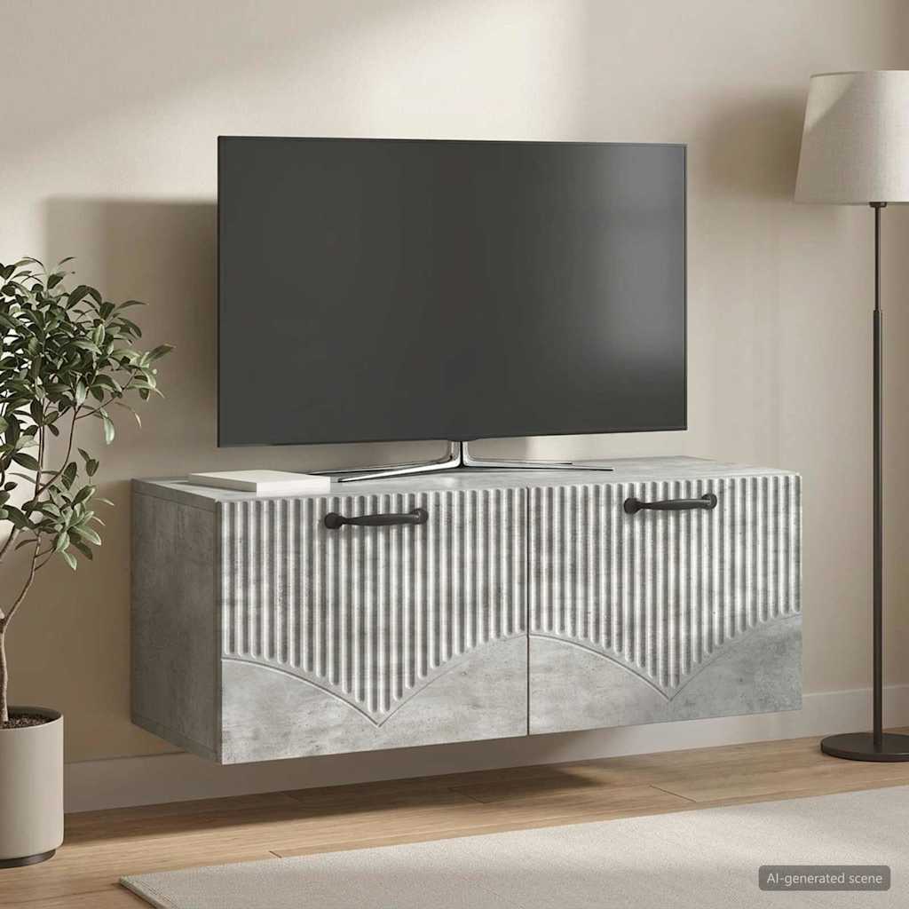 Wandbeugel TV-kast Betongrijs 78,5 x 31 x 30 cm Bewerkt hout is nu te koop bij PeponiXL, paradijselijk wonen!