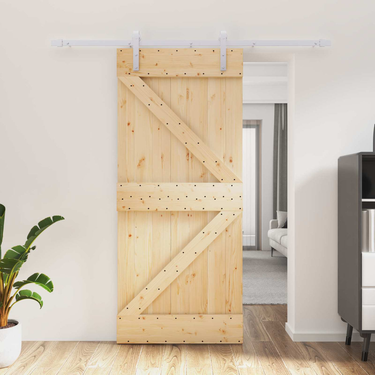 Schuifdeur Natuurlijk en Wit 90 x 210 cm Massief grenenhout is nu te koop bij PeponiXL, paradijselijk wonen!