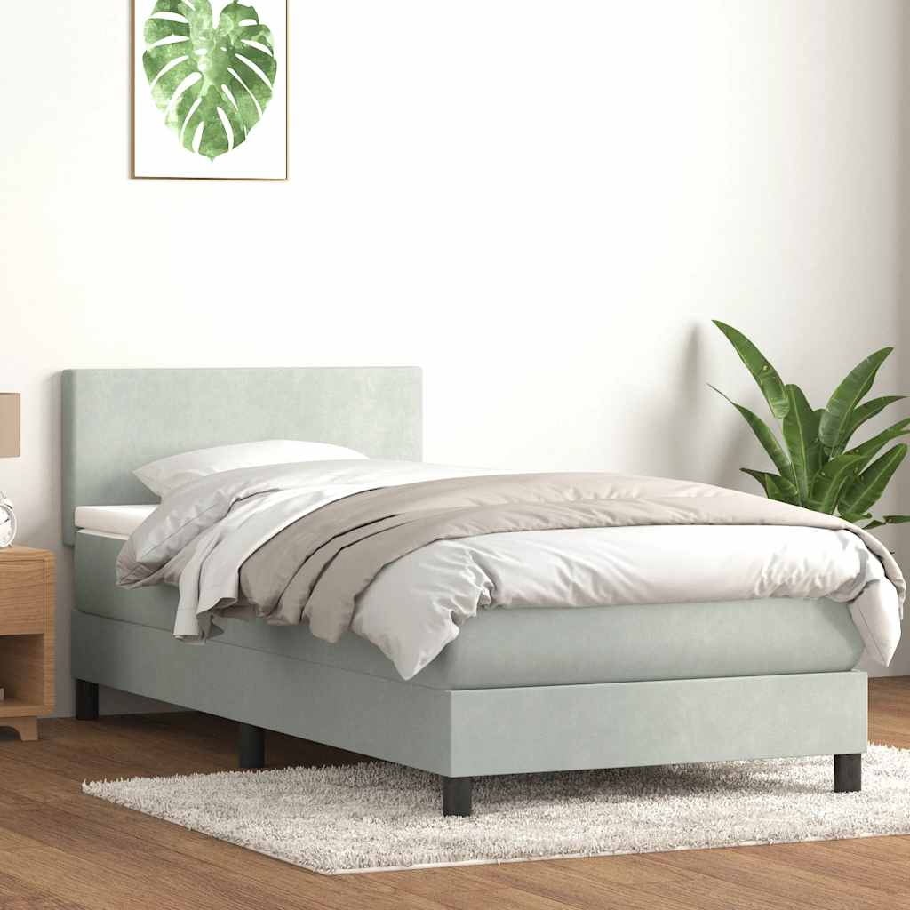 Boxspring met matras fluweel lichtgrijs 80x210 cm is nu te koop bij PeponiXL, paradijselijk wonen!