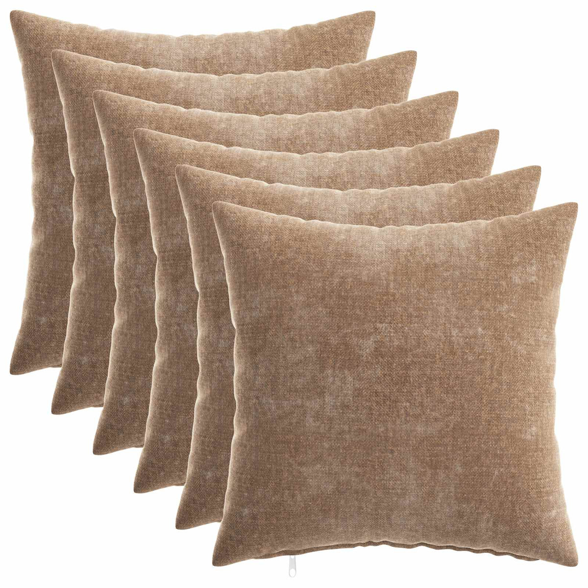 Kussensloop 6 st HEERLEN Bruin 40 x 40 cm Chenille Stof is nu te koop bij PeponiXL, paradijselijk wonen!