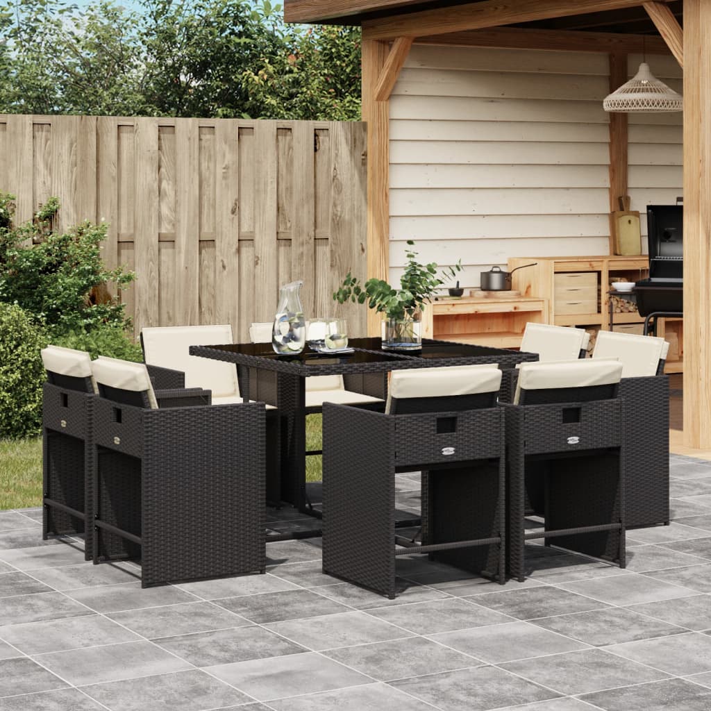 9-delige Tuinset poly rattan zwart is nu te koop bij PeponiXL, paradijselijk wonen!