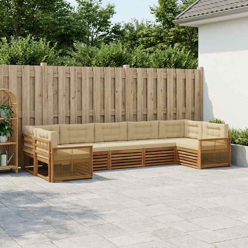 Buiten bankenset met kussen 7 pcs Natuurlijk en Beige is nu te koop bij PeponiXL, paradijselijk wonen!