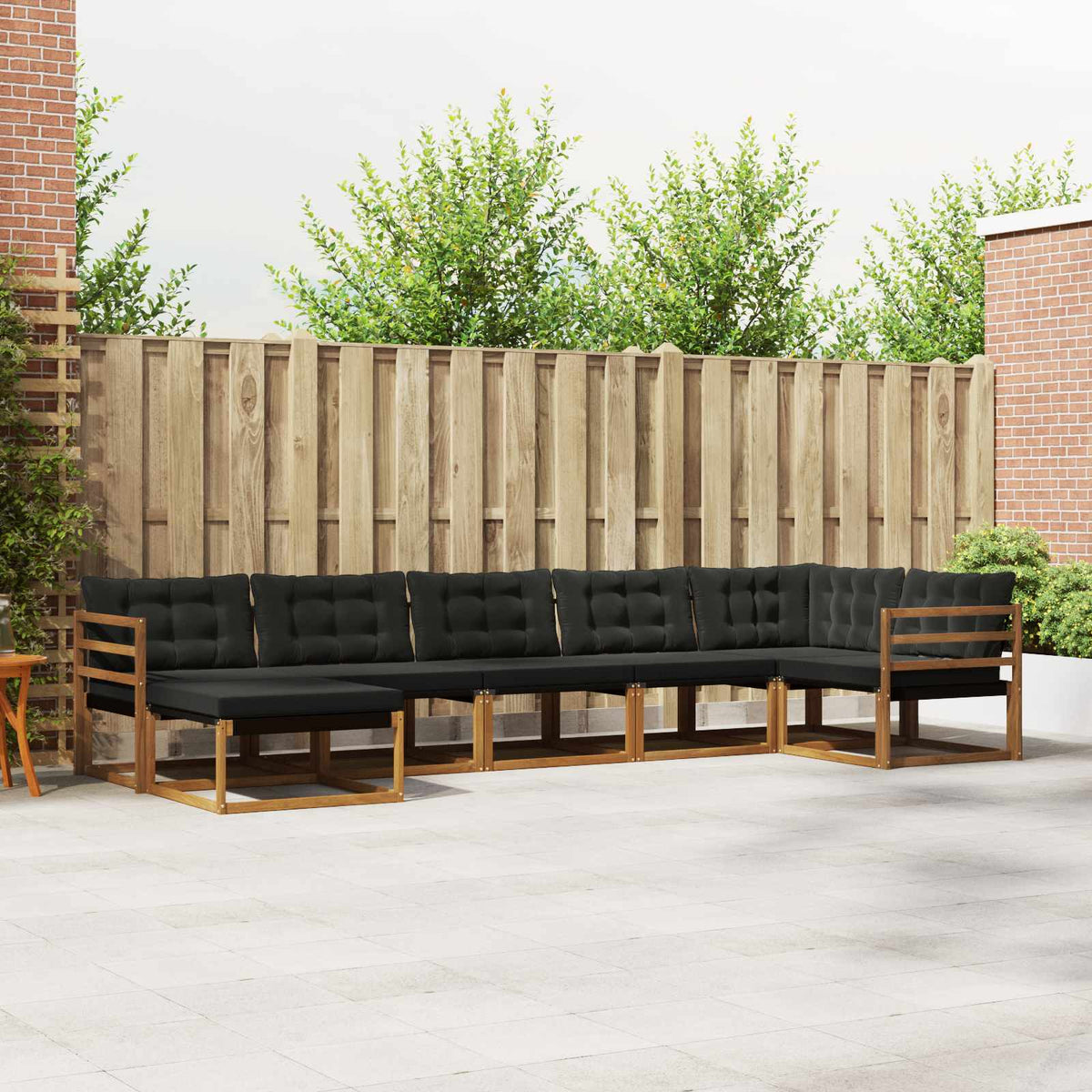 Buiten bankenset met kussen 7 pcs Natuurlijk en Zwart is nu te koop bij PeponiXL, paradijselijk wonen!
