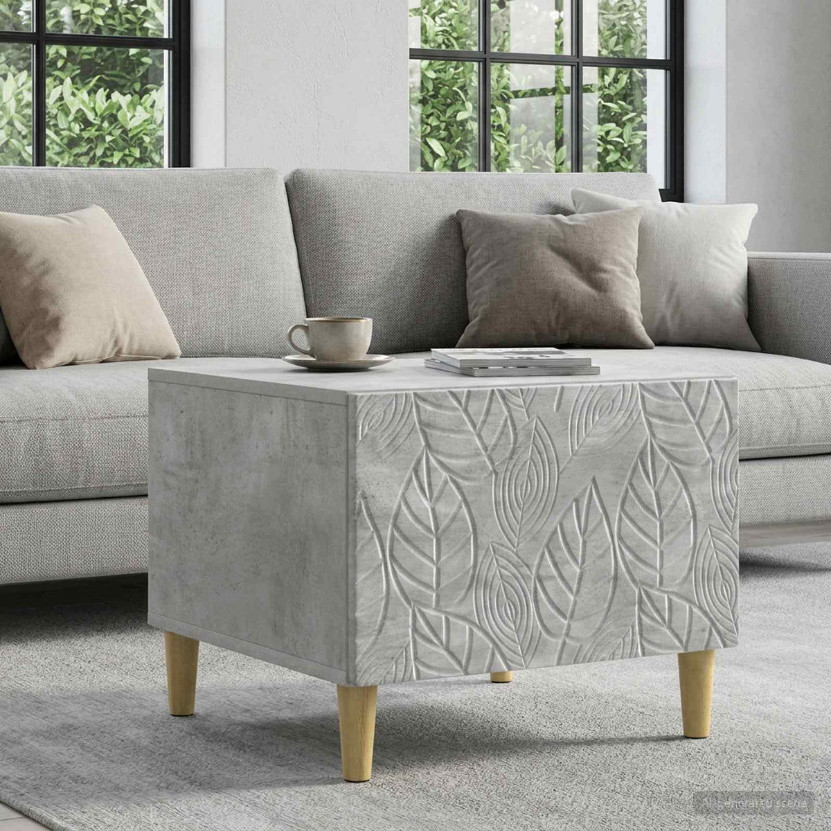 Salontafel Betongrijs 50 x 49 x 40 cm Bewerkt hout is nu te koop bij PeponiXL, paradijselijk wonen!