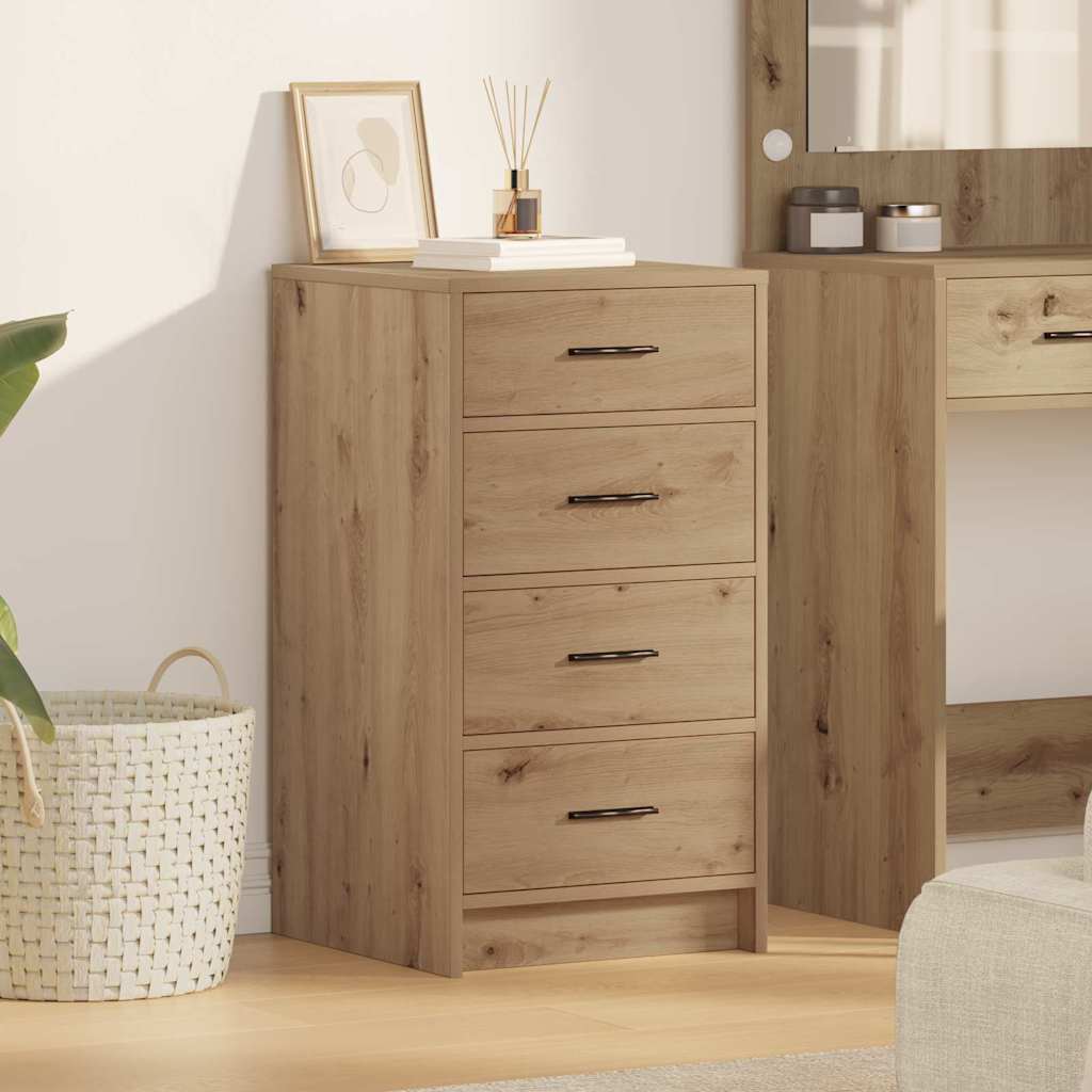 Dressoir artisanaal eikenkleurig 40 x 41 x 75 cm Bewerkt hout is nu te koop bij PeponiXL, paradijselijk wonen!