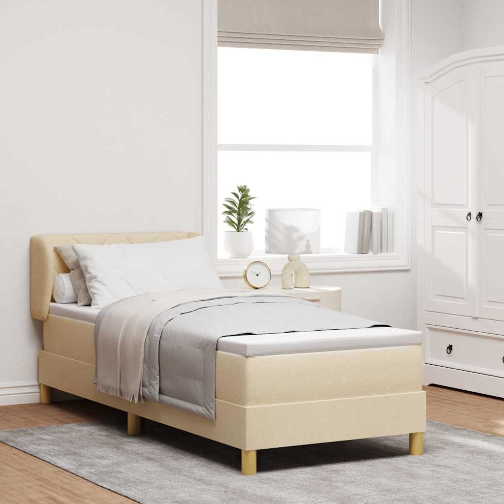 Boxspringbed met matras met hoofdeinde Crème 80 x 200 cm Stof is nu te koop bij PeponiXL, paradijselijk wonen!