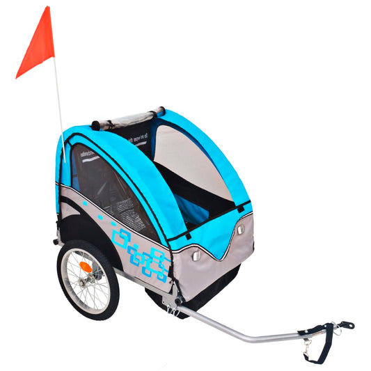 Fietstrailer 30 kg grijs en blauw is nu te koop bij PeponiXL, paradijselijk wonen!