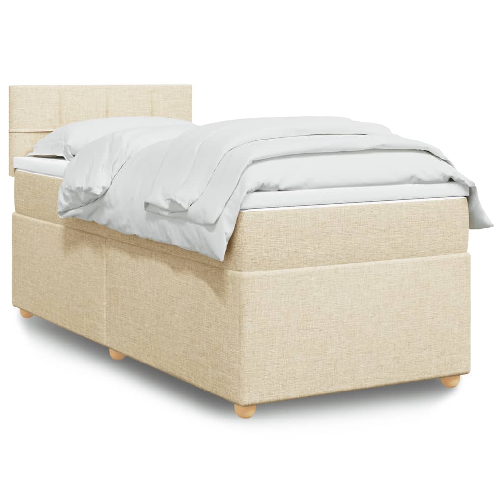 Boxspring met matras stof crèmekleurig 90x200 cm is nu te koop bij PeponiXL, paradijselijk wonen!