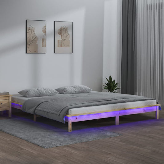 Bedframe LED massief hout 120x200 cm is nu te koop bij PeponiXL, paradijselijk wonen!