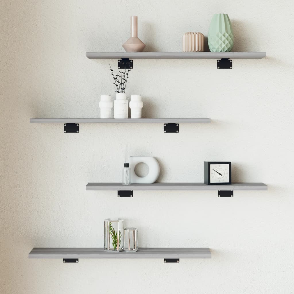 Wandschappen 4 st 60x10x1,5 cm bewerkt hout grijs sonoma eiken is nu te koop bij PeponiXL, paradijselijk wonen!