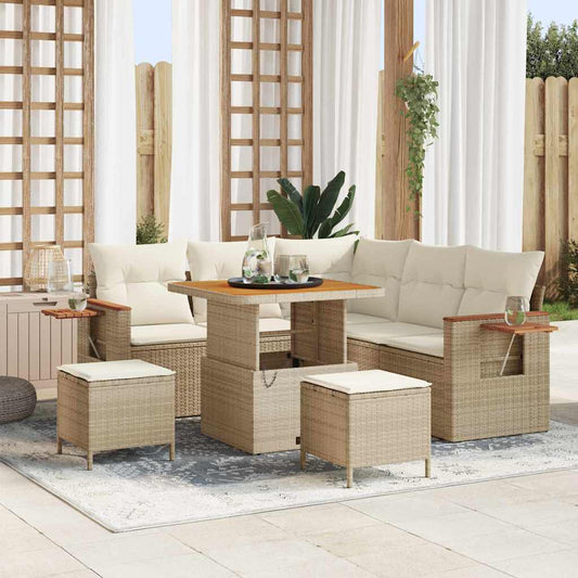 Tuinbankenset 9 st 8-Aantal zitplaatsen Beige en Crème is nu te koop bij PeponiXL, paradijselijk wonen!