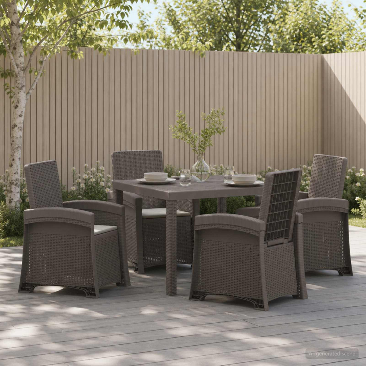 Tuin eettafelset 5 st Lichtgrijs PP is nu te koop bij PeponiXL, paradijselijk wonen!