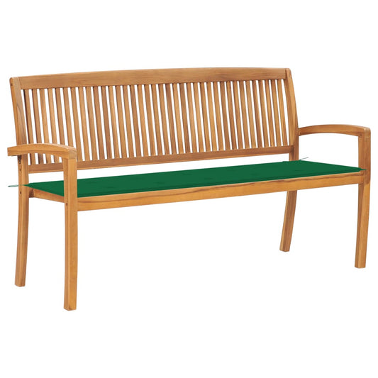 Tuinbank stapelbaar met kussen 159 cm massief teakhout is nu te koop bij PeponiXL, paradijselijk wonen!