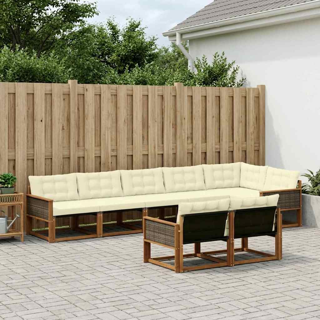 Buiten bankenset met kussen 8 pcs Natuurlijk en Crème is nu te koop bij PeponiXL, paradijselijk wonen!