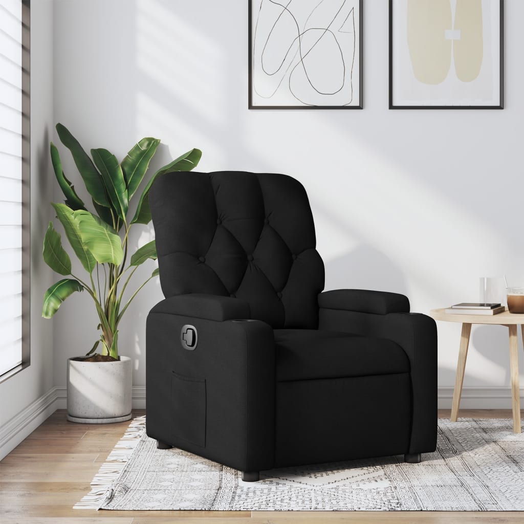 Fauteuil verstelbaar stof zwart is nu te koop bij PeponiXL, paradijselijk wonen!
