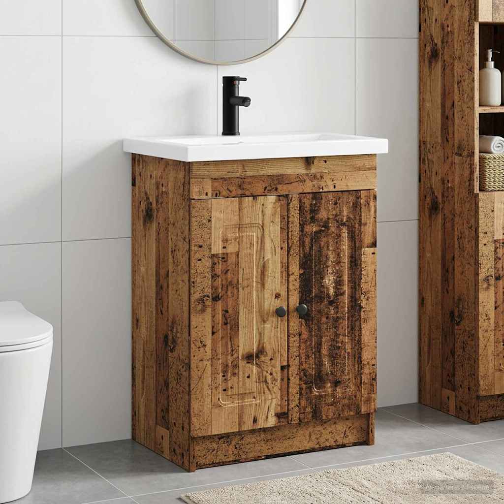 Badkamermeubelset Oud hout 56 x 37,5 x 81 cm Bewerkt hout is nu te koop bij PeponiXL, paradijselijk wonen!