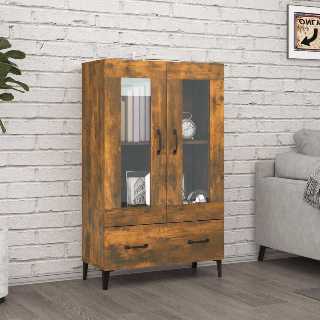 Hoge kast 70x31x115 cm bewerkt hout gerookt eikenkleurig is nu te koop bij PeponiXL, paradijselijk wonen!