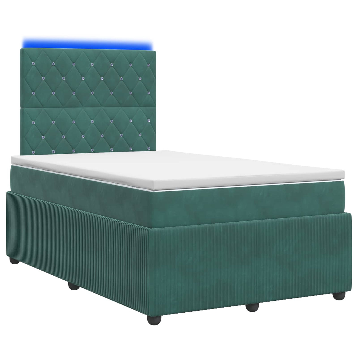 LED Boxspring Bed met Matras Donkergroen 120 x 190 cm Fluweel is nu te koop bij PeponiXL, paradijselijk wonen!