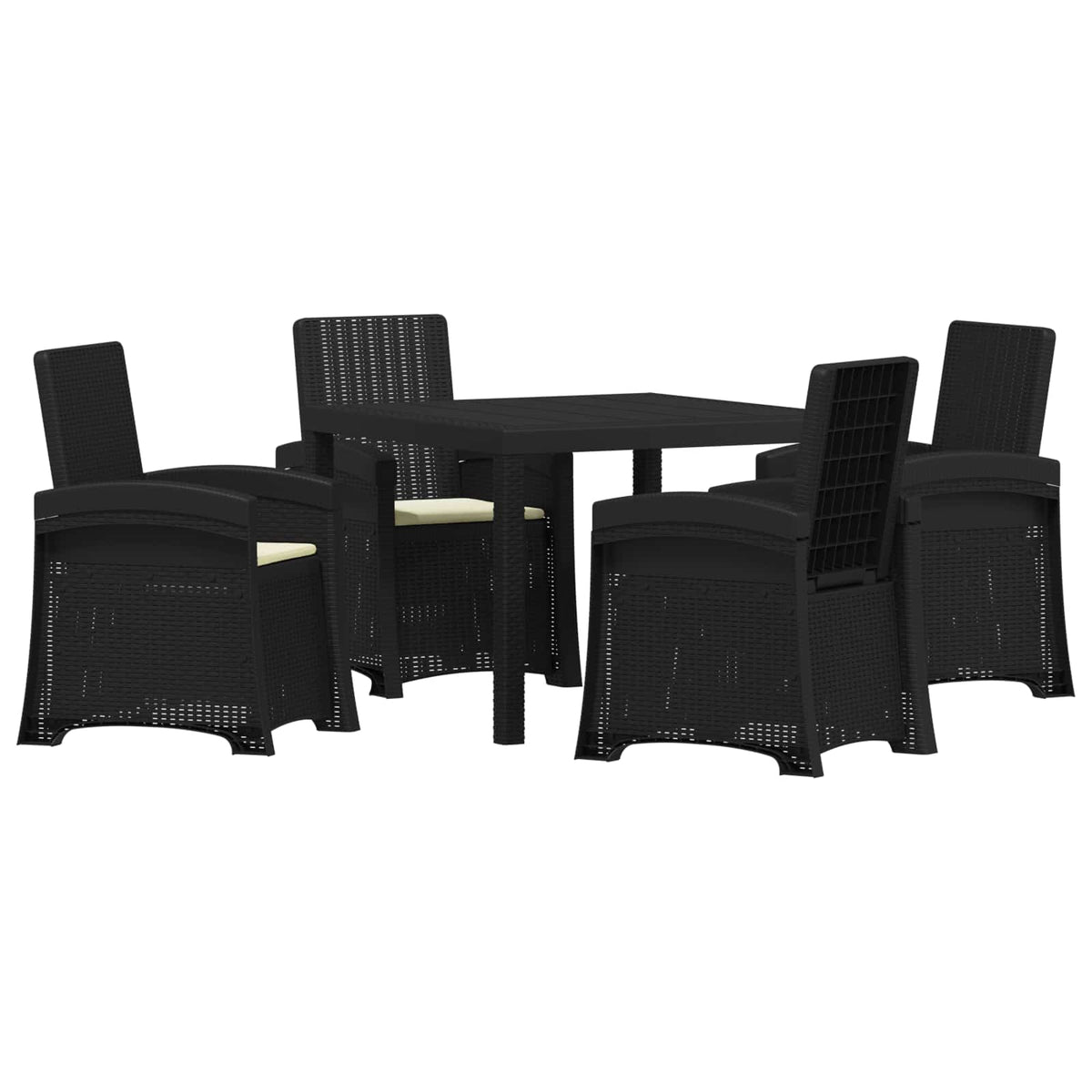 Tuin eettafelset 5 st Antraciet- en crèmekleurig PP is nu te koop bij PeponiXL, paradijselijk wonen!